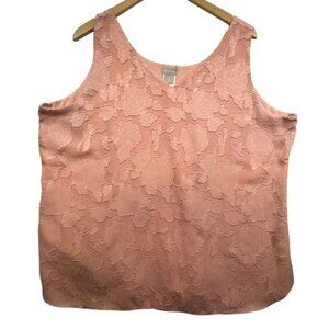 Chicos Womens Floral Embroidered Tank Top Size 4 (20/22) Pink  Sleeveless Coasta